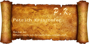 Petrich Krisztofer névjegykártya